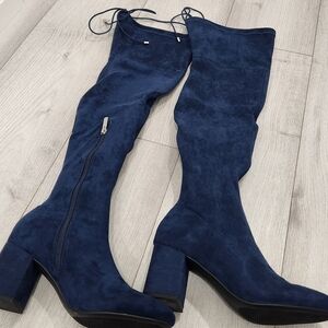 JustFab Deep Blue Over the Knee Boots